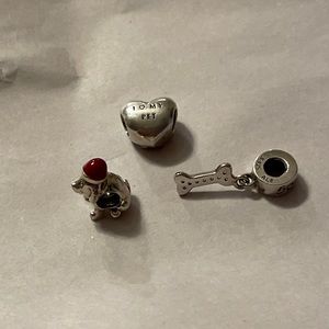 Three Pandora  Charms | Dog Bone Charm l I Love My Dog